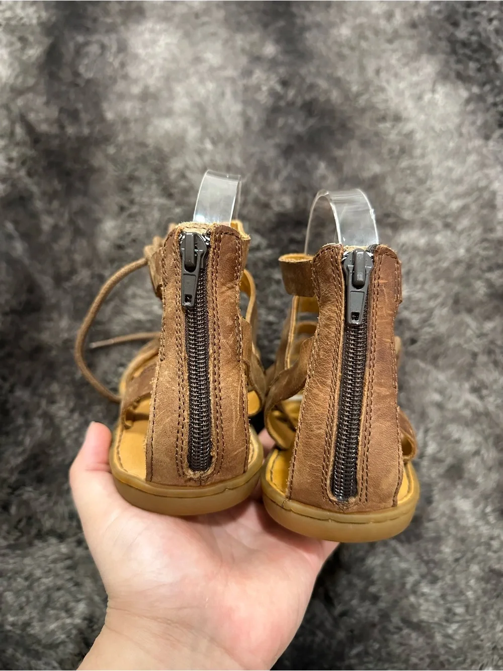 Børn Brown Tan Leather Lace Up Gladiator Sandals Sz 7 Bohemian Music Festival